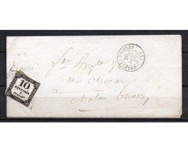 TAXE CARRÉE 10c SUR LETTRE DE CHATEAU-THIERRY / 1860