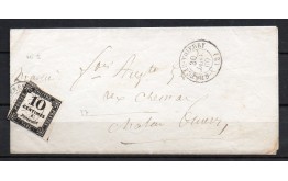 TAXE CARRÉE 10c SUR LETTRE DE CHATEAU-THIERRY / 1860